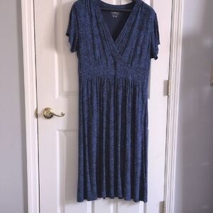 L.L. Bean Blue Floral Midi Dress XL 18 Gorgeous!